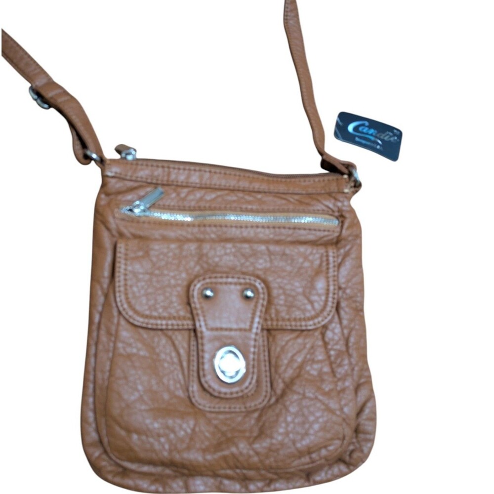 Brown Crossbody Purse Faux Leather Small Shoulder Bag Multi Pocket Handbag - Picture 4 of 5